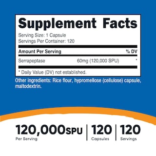 Foto 2 | Suplemento Nutricost Serrapeptase 120,000 Spu 120 Cápsulas - Venta Internacional.
