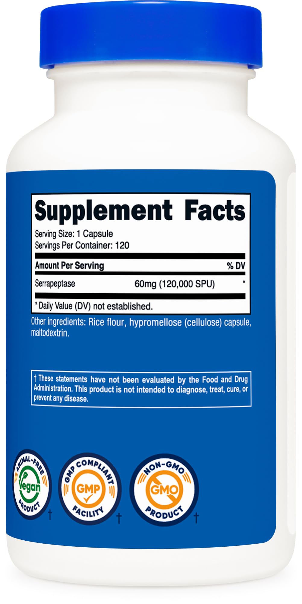 Foto 6 pulgar | Suplemento Nutricost Serrapeptase 120,000 Spu 120 Cápsulas - Venta Internacional.