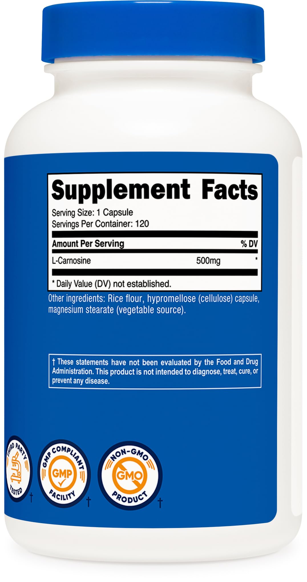 Foto 6 pulgar | Suplemento Nutricost L-carnosina 500 Mg 120 Cápsulas - Venta Internacional