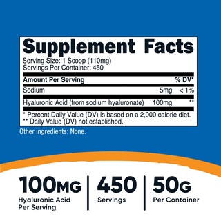 Foto 2 | Polvo De Ácido Hialurónico Nutricost 50 G Soluble En Agua Sin Gluten - Venta Internacional.