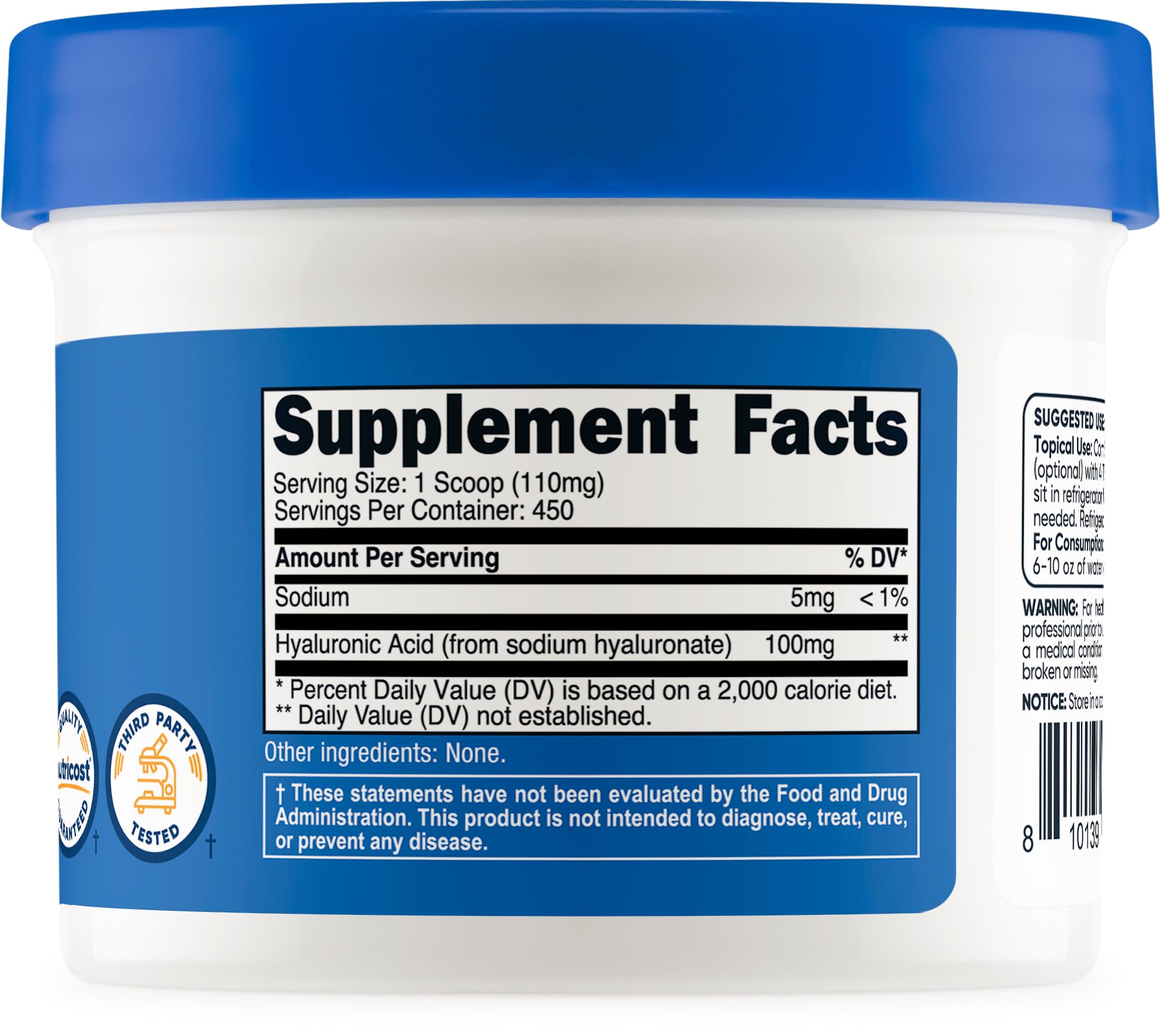 Foto 6 pulgar | Polvo De Ácido Hialurónico Nutricost 50 G Soluble En Agua Sin Gluten - Venta Internacional.