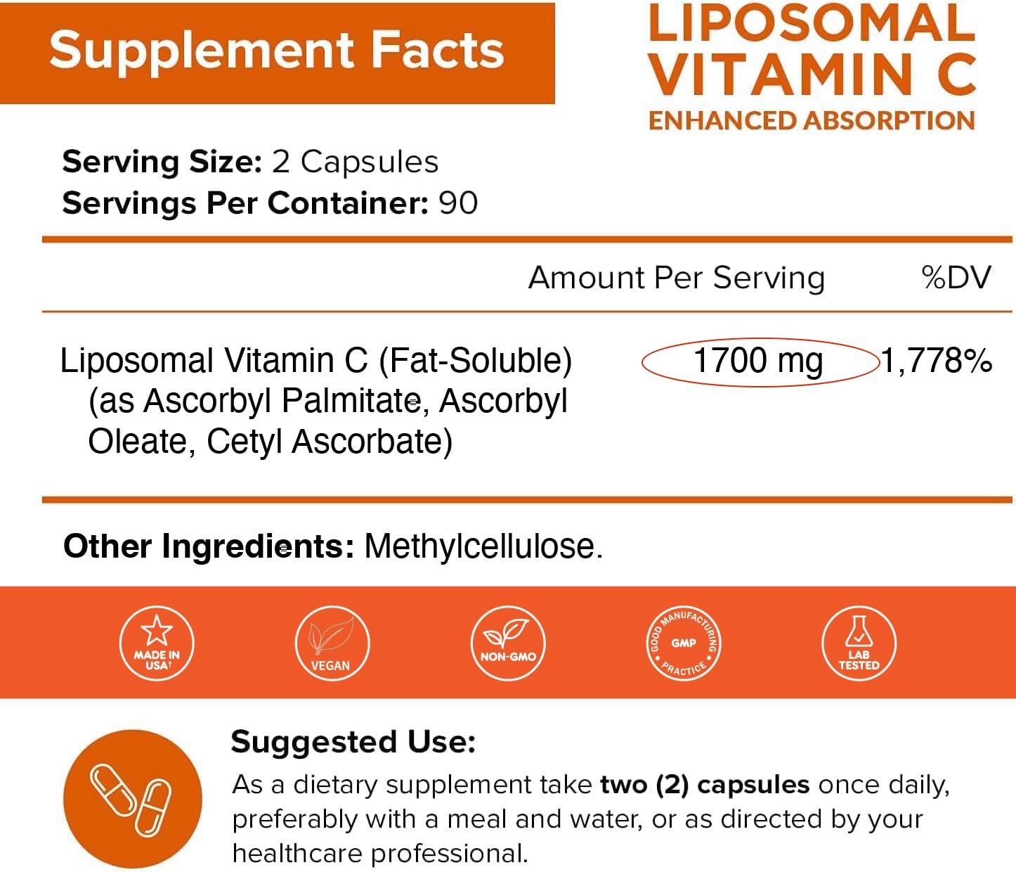 Foto 3 pulgar | Suplemento Nutriflair De Vitamina C Liposomal 1700 Mg 180 Cápsulas - Venta Internacional.
