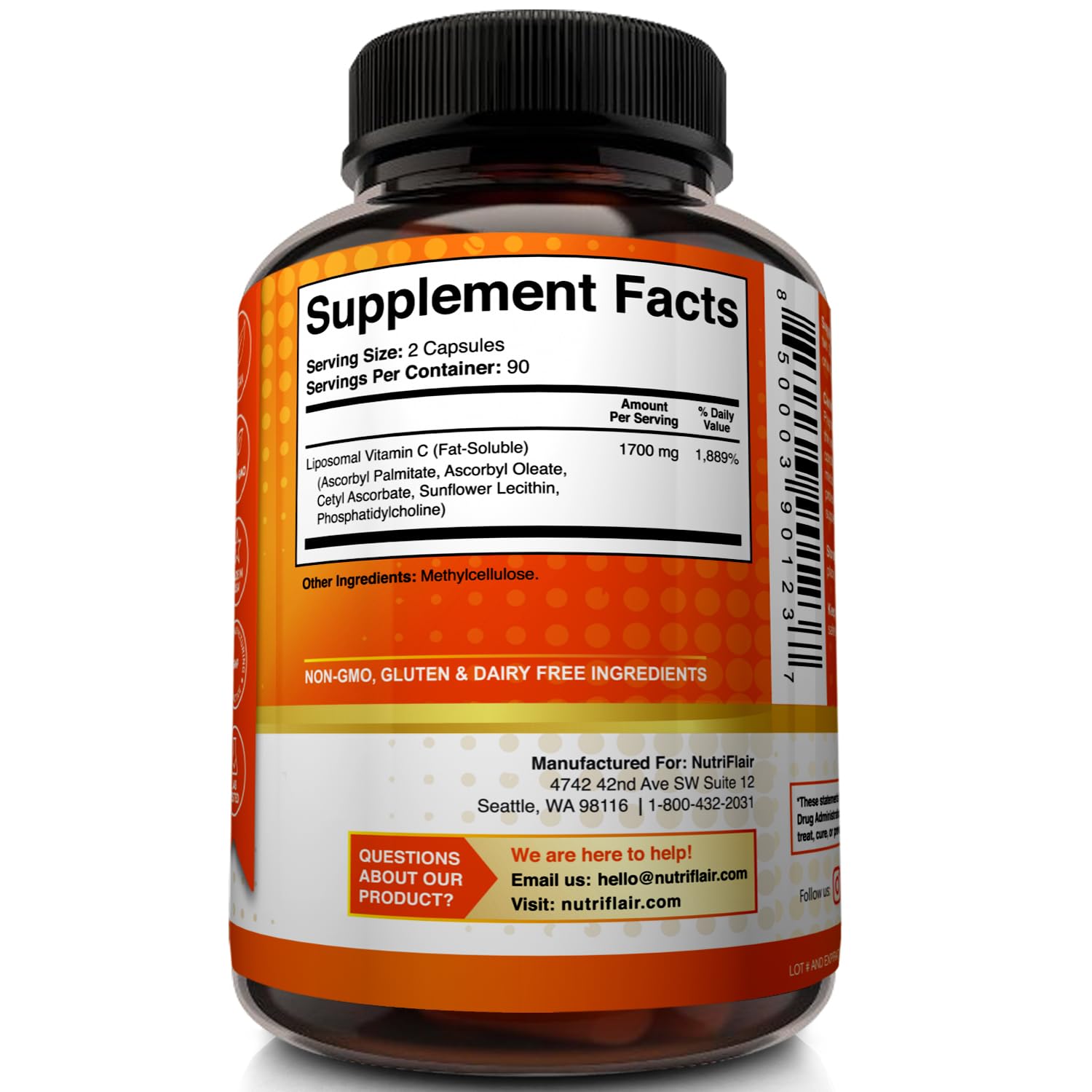 Foto 8 pulgar | Suplemento Nutriflair De Vitamina C Liposomal 1700 Mg 180 Cápsulas - Venta Internacional.