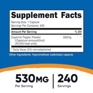 Foto 2 | Suplemento Nutricost Pimienta De Cayena 530 Mg 240 Cápsulas - Venta Internacional.