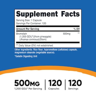 Foto 2 | Suplemento Nutricost Bromelina 500 Mg 120 Cápsulas Vegetarianas - Venta Internacional.