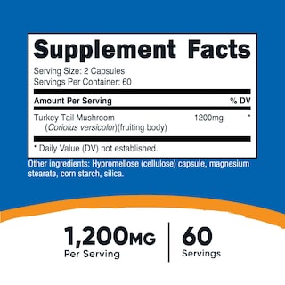 Foto 2 | Suplemento Nutricost, Rabo De Pavo, 1200 Mg, 120 Cápsulas - Venta Internacional.
