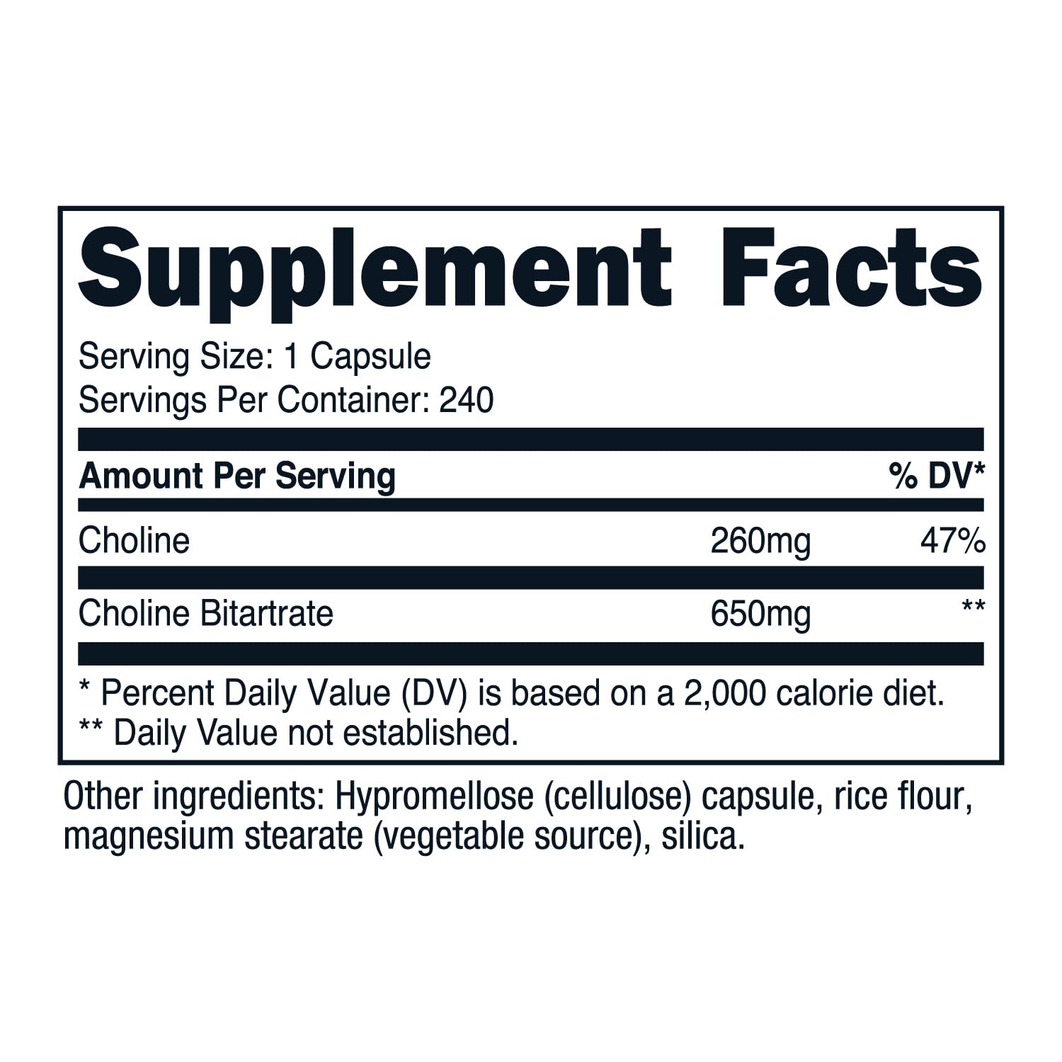 Foto 2 | Suplemento Nutricost Bitartrato De Colina 650 Mg 240 Cápsulas - Venta Internacional.