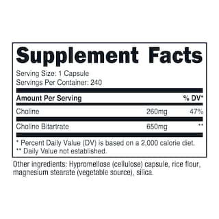 Foto 2 | Suplemento Nutricost Bitartrato De Colina 650 Mg 240 Cápsulas - Venta Internacional.