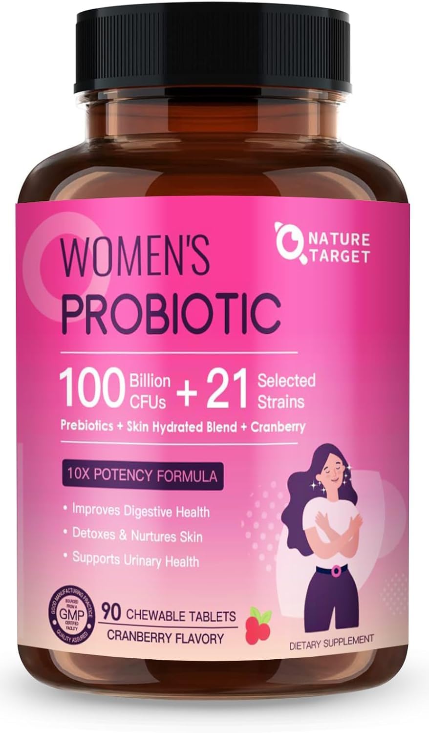 Foto 2 pulgar | Probiotics Nature Target Digestive Health 100 000 Millones de Cfus para Mujeres - Venta Internacional