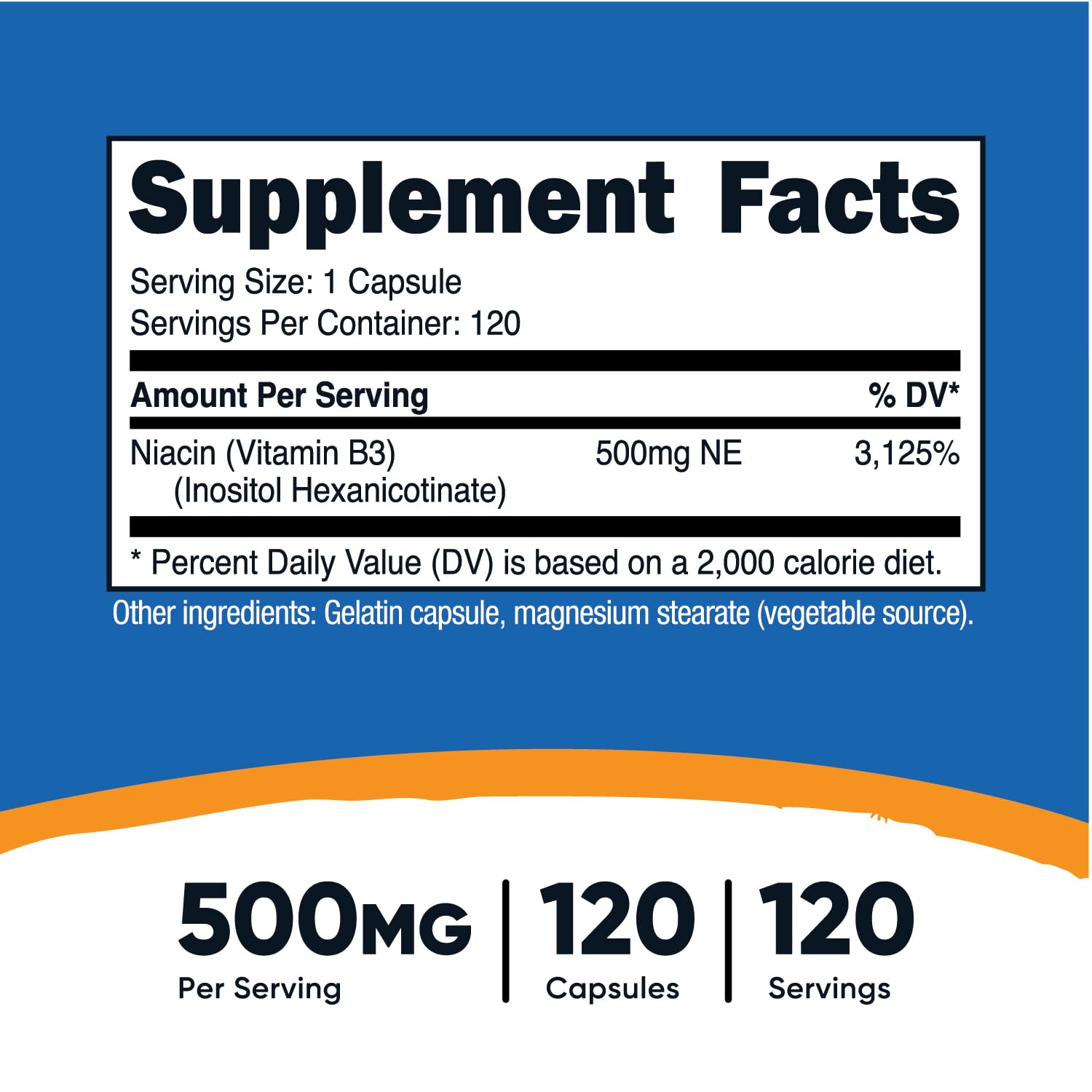 Foto 3 pulgar | Suplemento Nutricost Niacina (sin Rubor) Hexanicotinato De Inositol 500 Mg 120 Cápsulas - Venta Internacional.