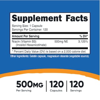 Foto 2 | Suplemento Nutricost Niacina (sin Rubor) Hexanicotinato De Inositol 500 Mg 120 Cápsulas - Venta Internacional.