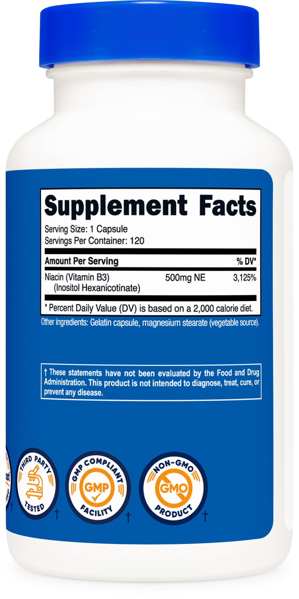Foto 6 pulgar | Suplemento Nutricost Niacina (sin Rubor) Hexanicotinato De Inositol 500 Mg 120 Cápsulas - Venta Internacional.