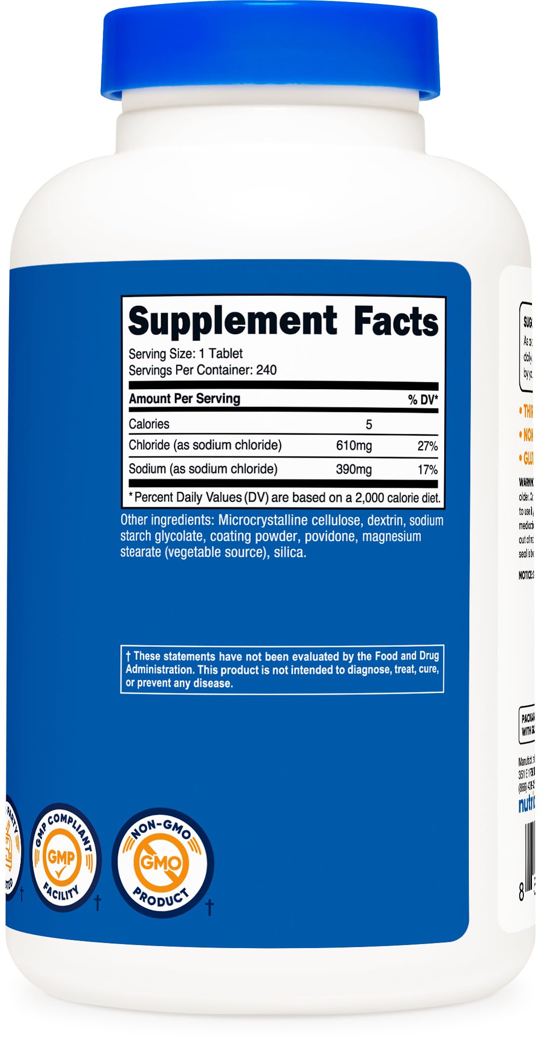 Foto 6 pulgar | Tabletas De Sal Nutricost, Cloruro De Sodio, 1000 Mg, 240 Tabletas - Venta Internacional.