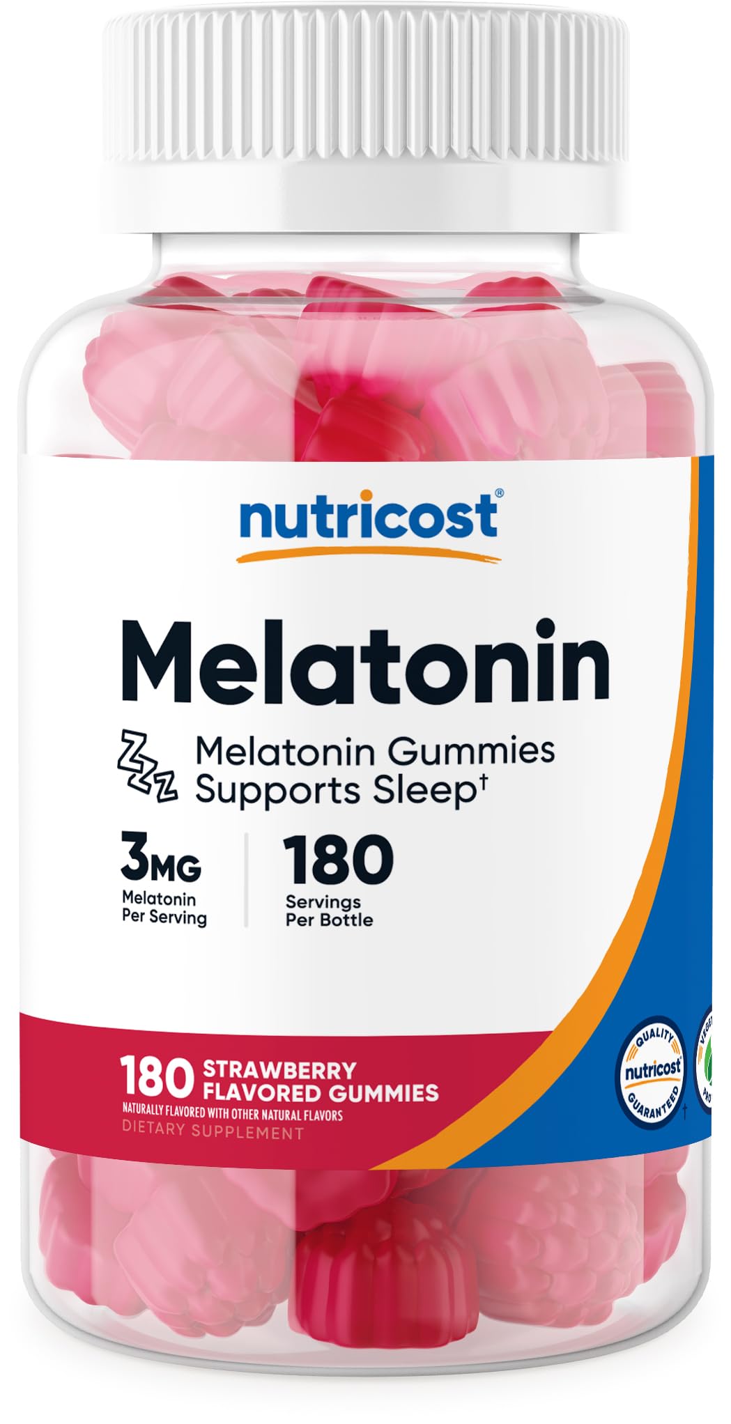 Suplemento Nutricost: Gomitas De Melatonina, 3 Mg, 180 Fresas - Venta Internacional.