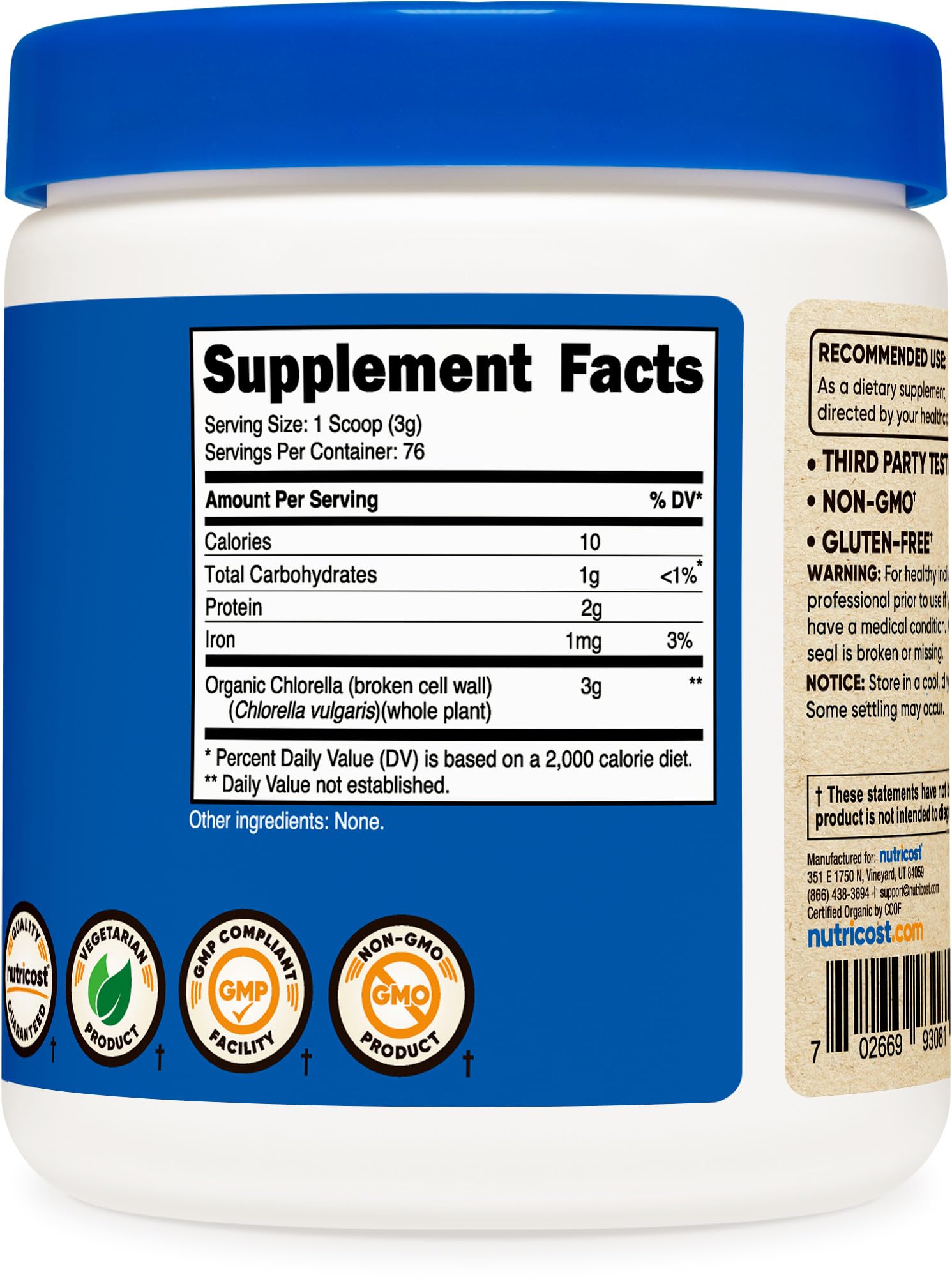 Foto 6 pulgar | Chlorella En Polvo Nutricost Organic 240 Ml 3000 Mg Por Porción - Venta Internacional.