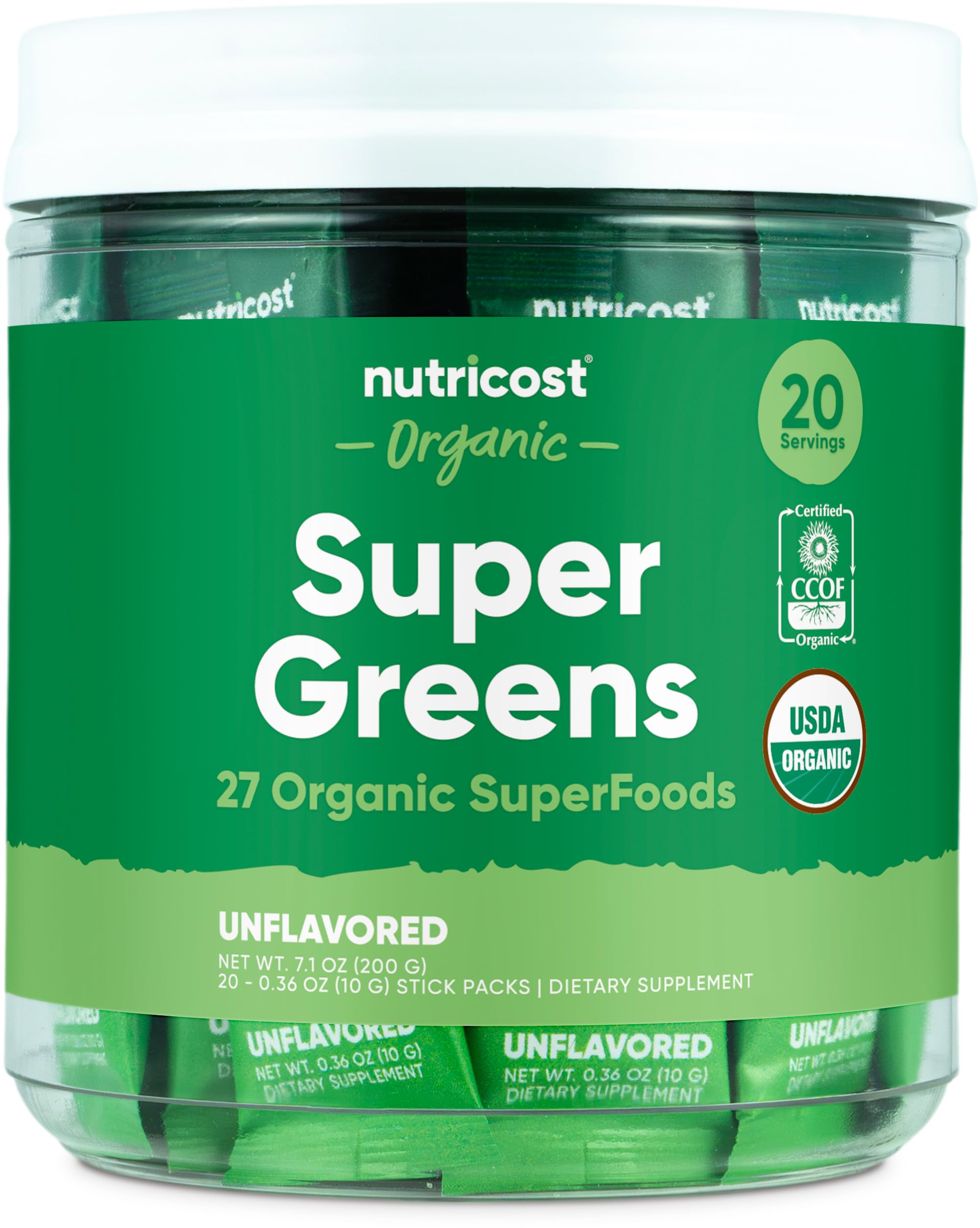 Foto 2 pulgar | Super Greens Nutricost Organic 20 Paquetes Sin Gluten - Venta Internacional.