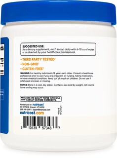Foto 4 | Bisglicinato De Magnesio En Polvo Nutricost 250 G Sin Sabor - Venta Internacional.