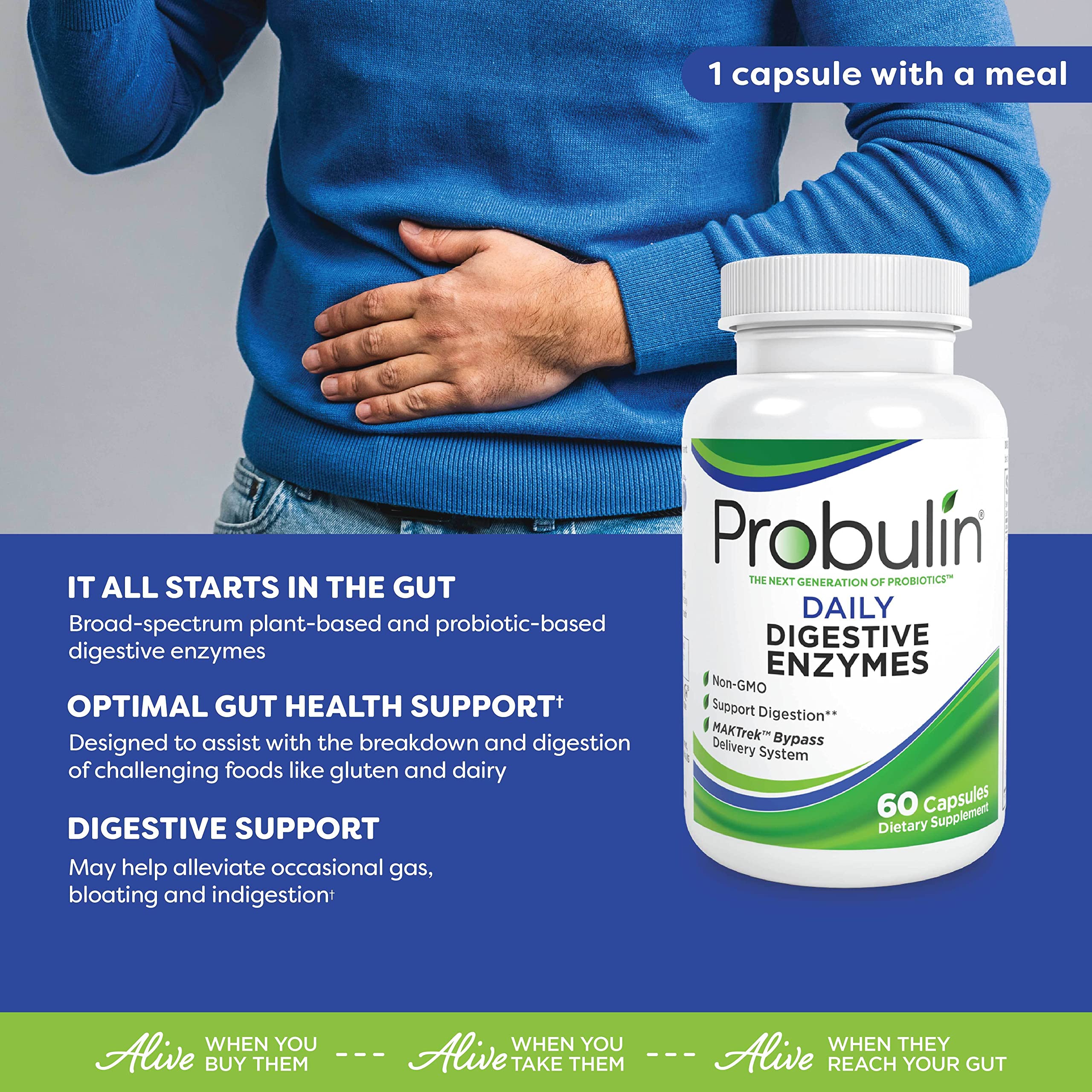 Foto 2 | Suplemento Probulin Daily Digestive Enzymes 60 Cápsulas - Venta Internacional.