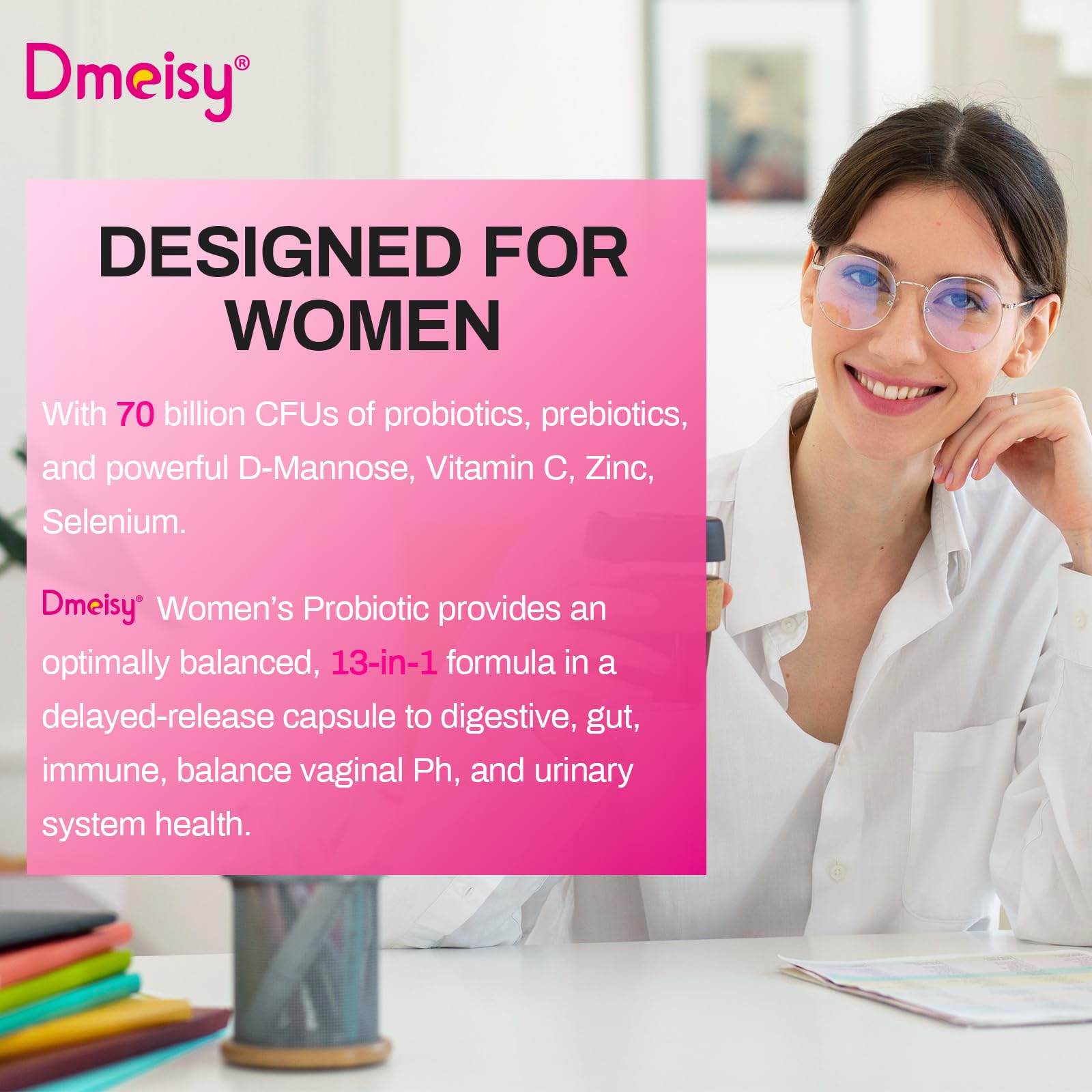 Foto 7 | Suplemento Probiótico Dmeisy 70 Mil Millones De Cfu Para Mujeres Durante 2 Meses - Venta Internacional.