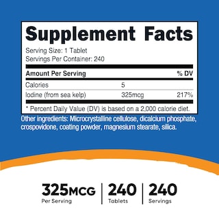 Foto 2 | Suplemento Nutricost De Yodo, 325 Mcg, De Algas Marinas, 240 Tabletas - Venta Internacional.