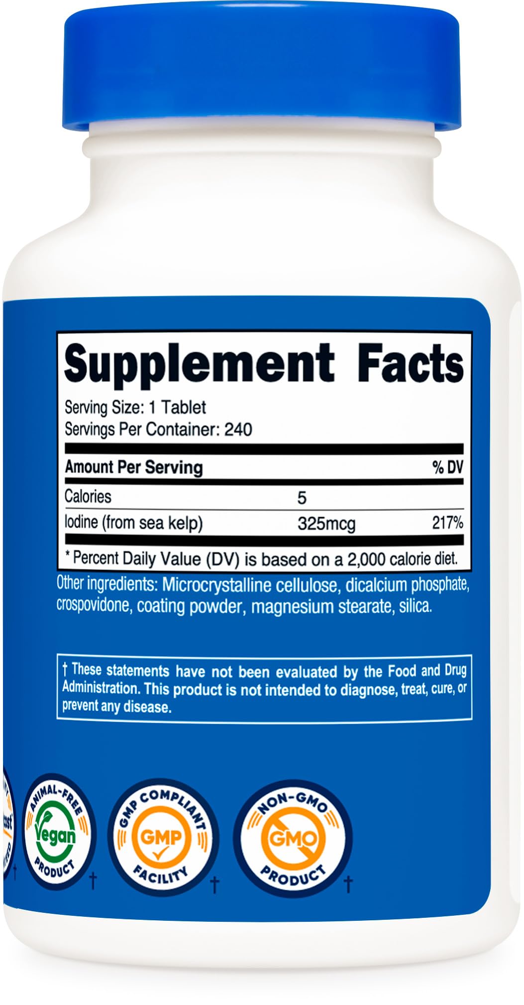 Foto 6 pulgar | Suplemento Nutricost De Yodo, 325 Mcg, De Algas Marinas, 240 Tabletas - Venta Internacional.