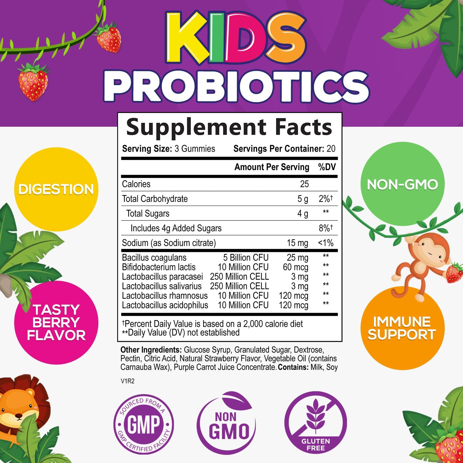 Foto 2 | Gomitas Probióticas Nature's Kids, 5 Mil Millones De Cfu, Salud Digestiva - Venta Internacional.