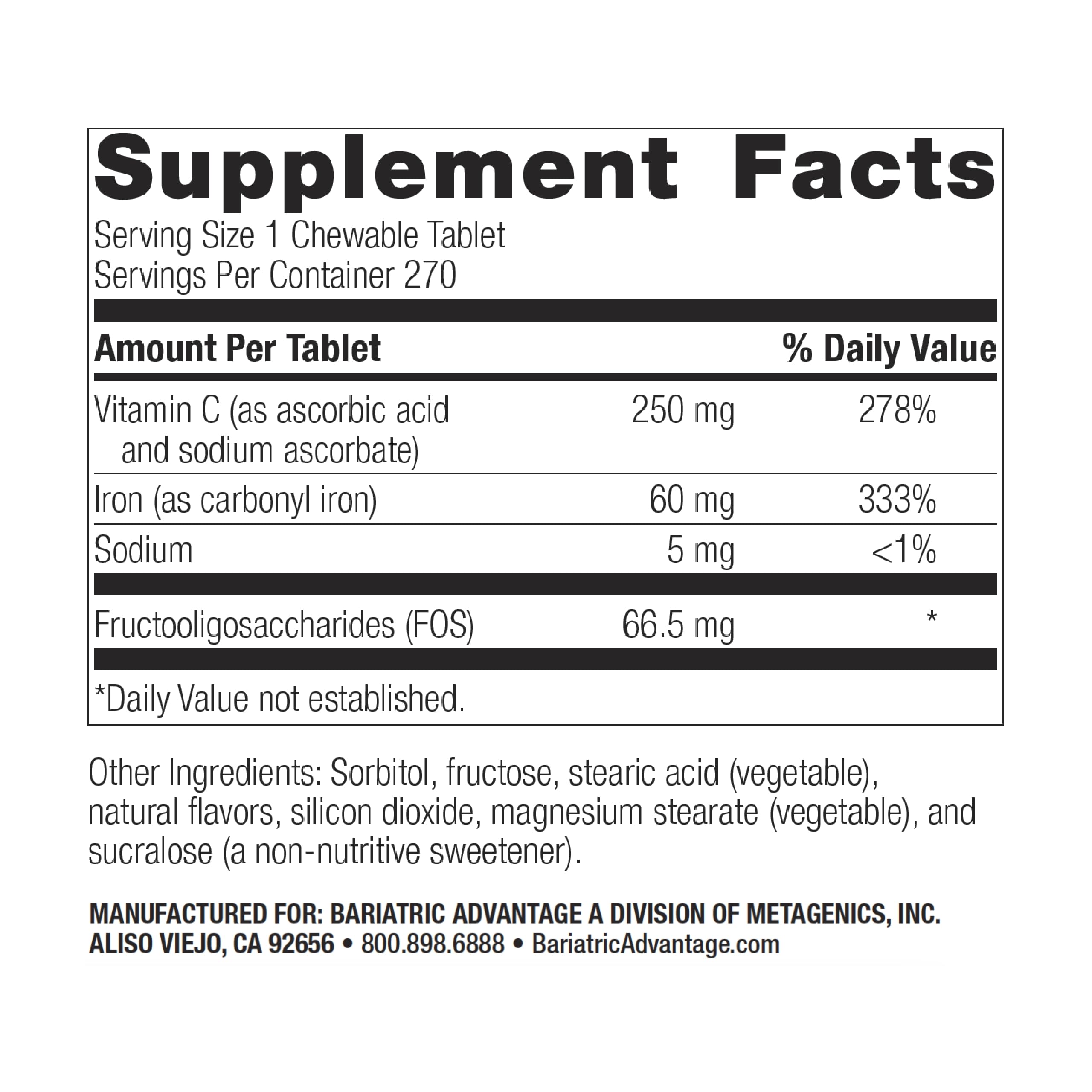 Foto 3 pulgar | Suplemento De Hierro Masticable Bariatric Advantage De 60 Mg Con Vitamina C - Venta Internacional.