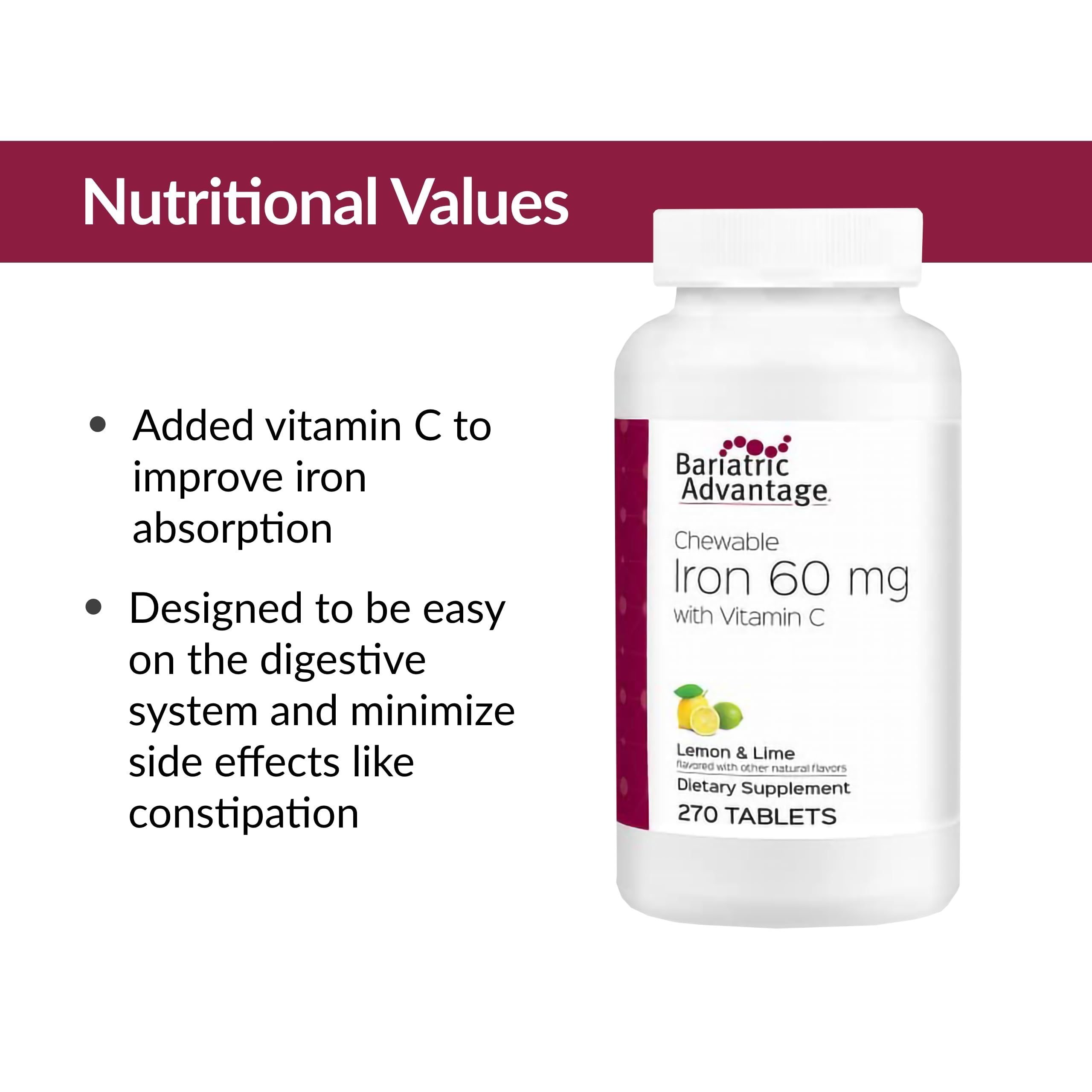 Foto 6 pulgar | Suplemento De Hierro Masticable Bariatric Advantage De 60 Mg Con Vitamina C - Venta Internacional.