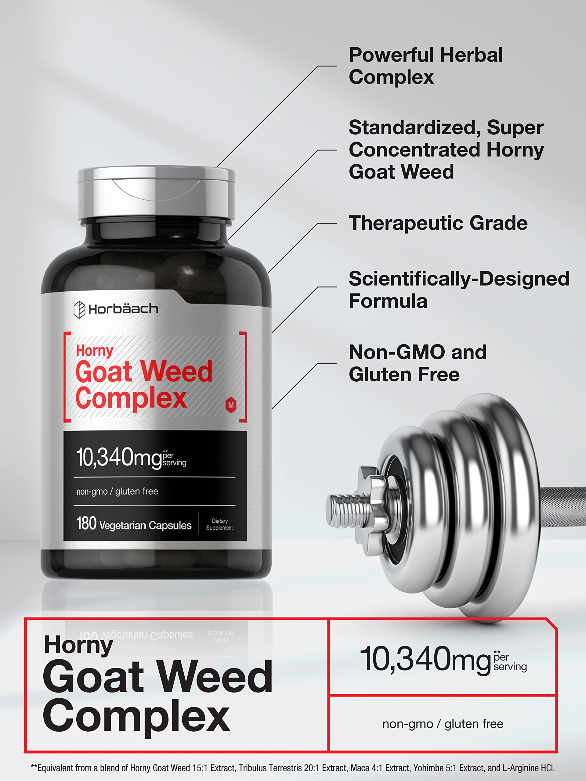 Foto 4 pulgar | Suplemento Horbäach Horny Goat Weed Complex 180 Cápsulas - Venta Internacional.