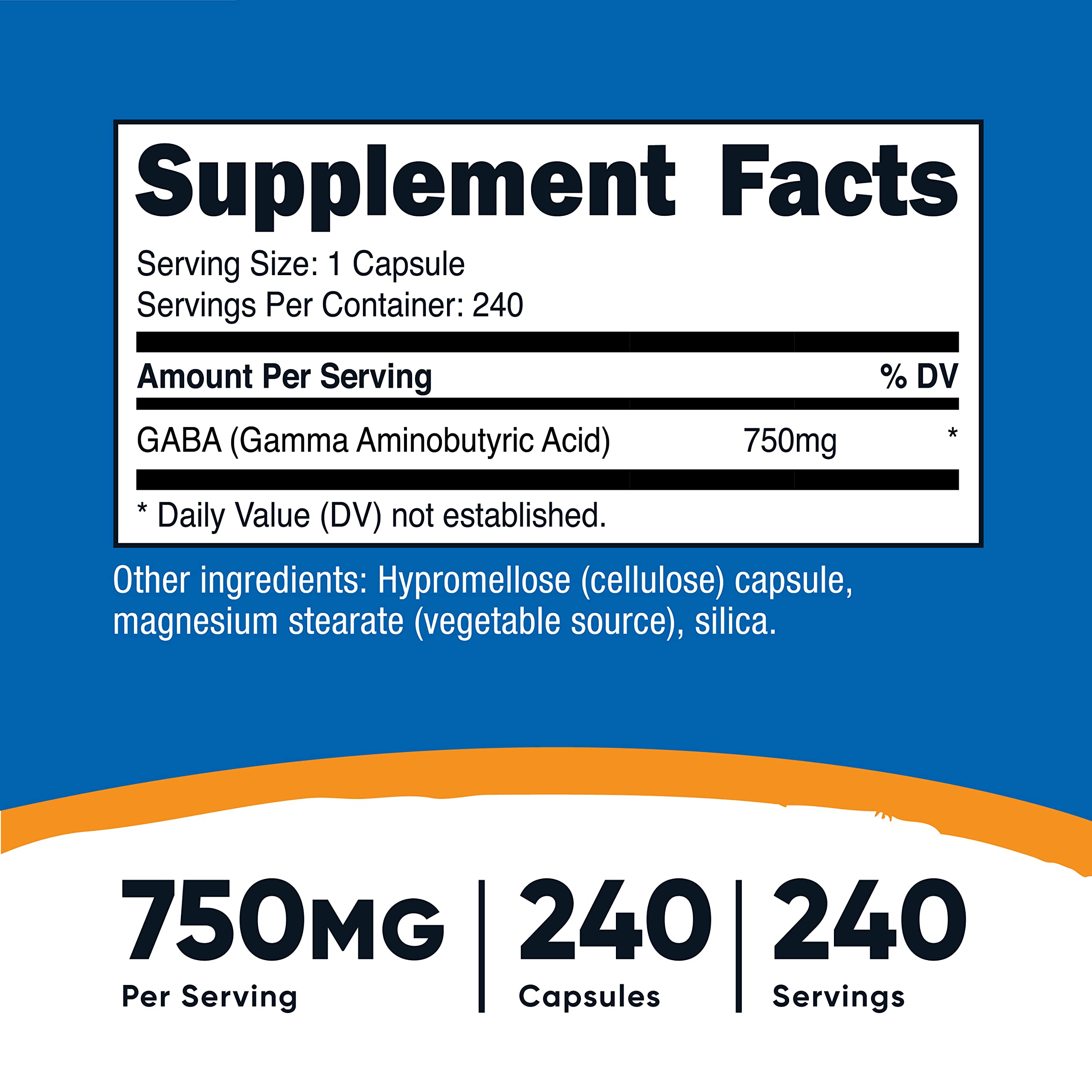 Foto 3 pulgar | Suplemento Nutricost Gaba (ácido Gamma Aminobutírico) 750 Mg - Venta Internacional.