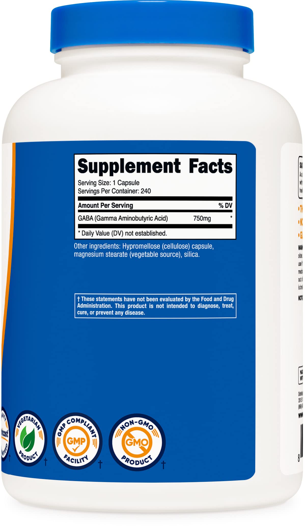 Foto 5 pulgar | Suplemento Nutricost Gaba (ácido Gamma Aminobutírico) 750 Mg - Venta Internacional.