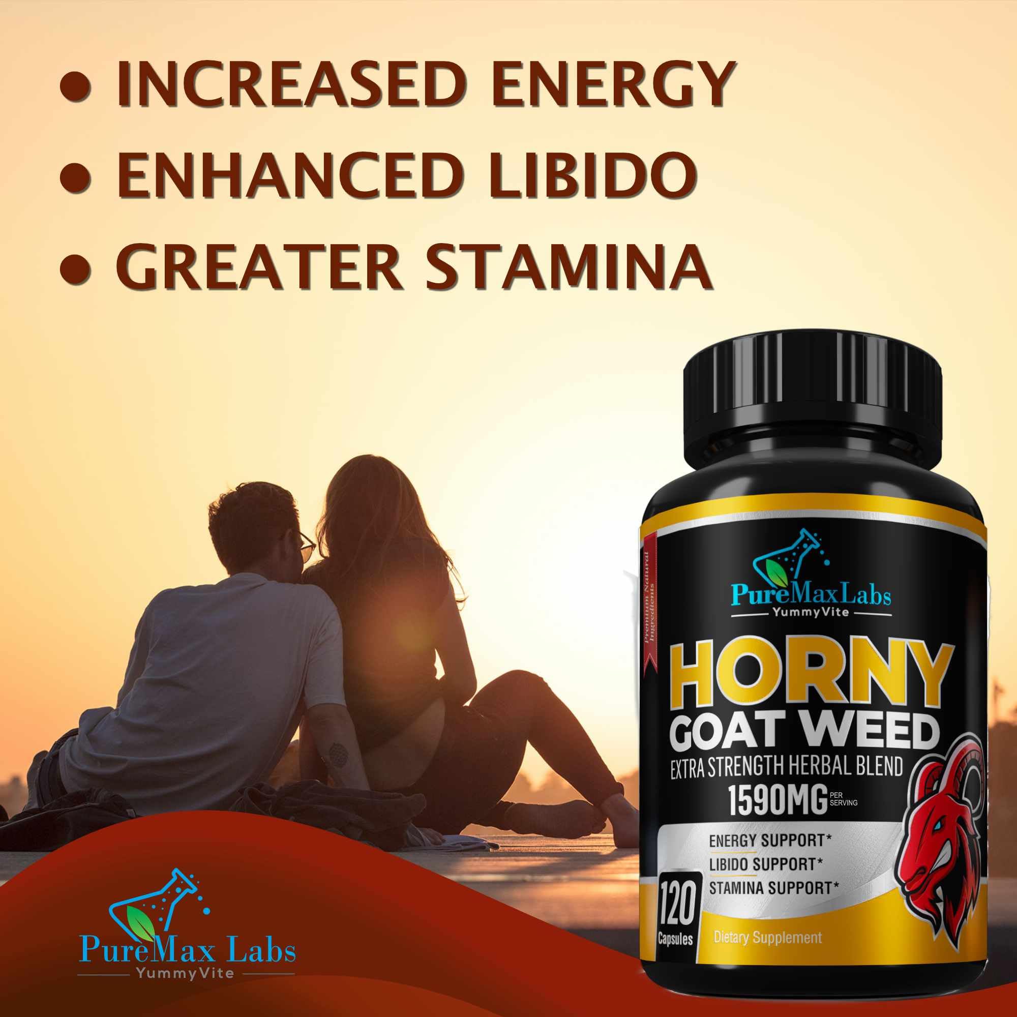 Foto 4 pulgar | Suplemento Yummyvite Horny Goat Weed 1590 Mg 120 Cápsulas - Venta Internacional.