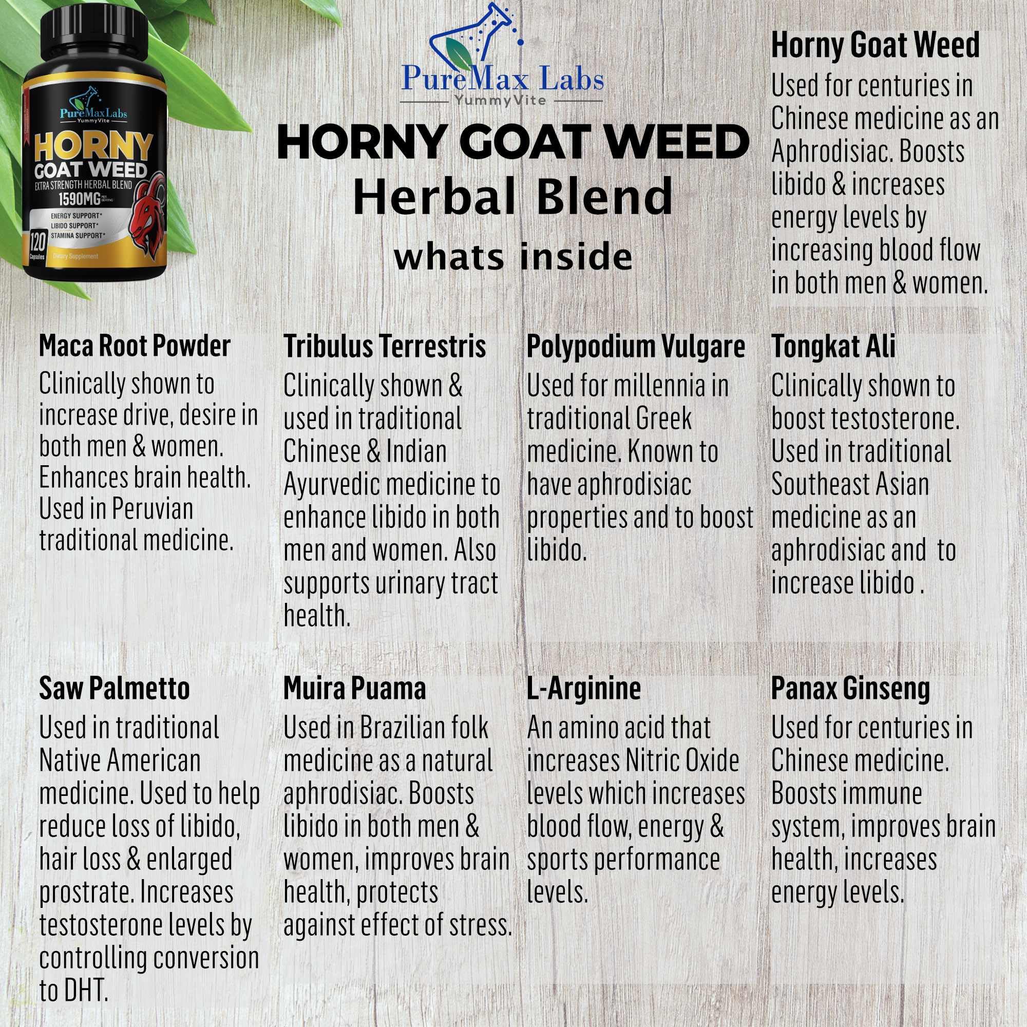 Foto 7 pulgar | Suplemento Yummyvite Horny Goat Weed 1590 Mg 120 Cápsulas - Venta Internacional.