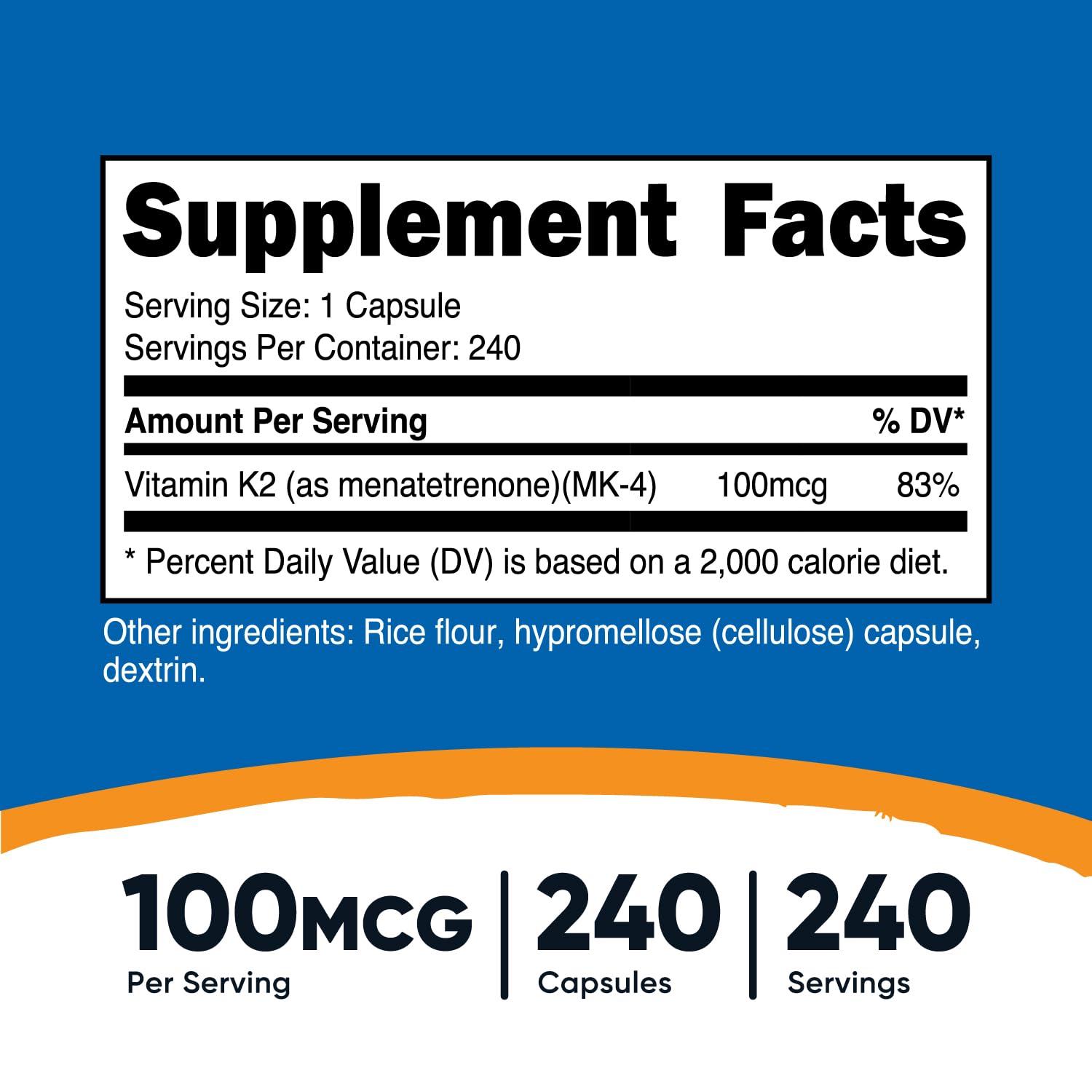 Foto 3 pulgar | Suplemento Nutricost De Vitamina K2 (mk4) 240 Cápsulas 100 Mcg - Venta Internacional.