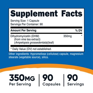Foto 2 | Suplemento Nutricost De Dihidromiricetina (dhm) 350 Mg 90 Cápsulas - Venta Internacional.