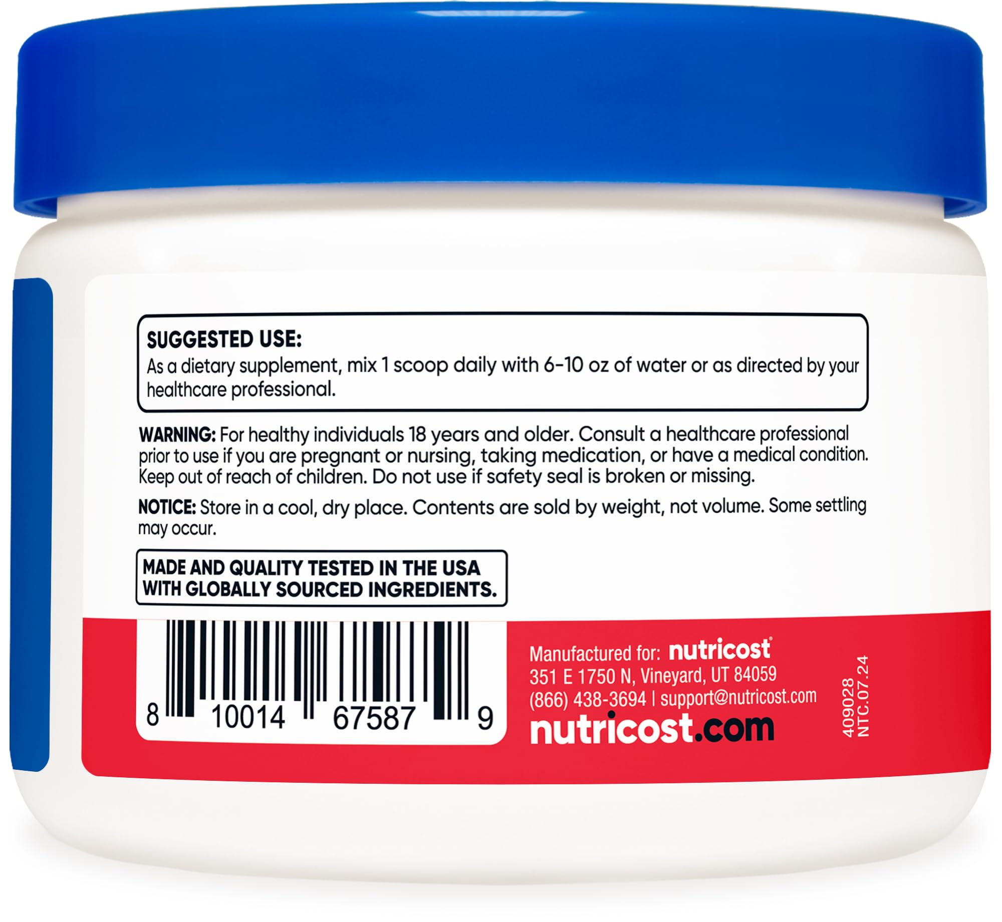 Foto 5 pulgar | Suplemento Nutricost De Glicinato De Magnesio En Polvo 250 G - Venta Internacional.