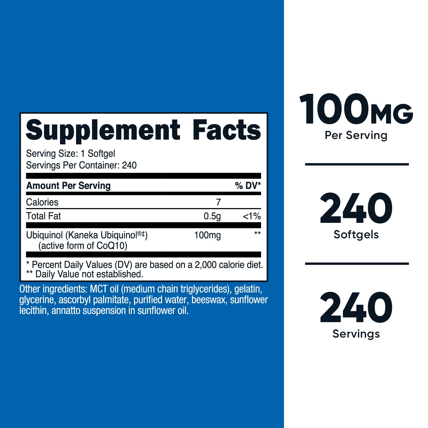 Foto 2 | Suplemento Nutricost, Cápsulas Blandas De Ubiquinol, 100 Mg, 240 Cápsulas Blandas - Venta Internacional.