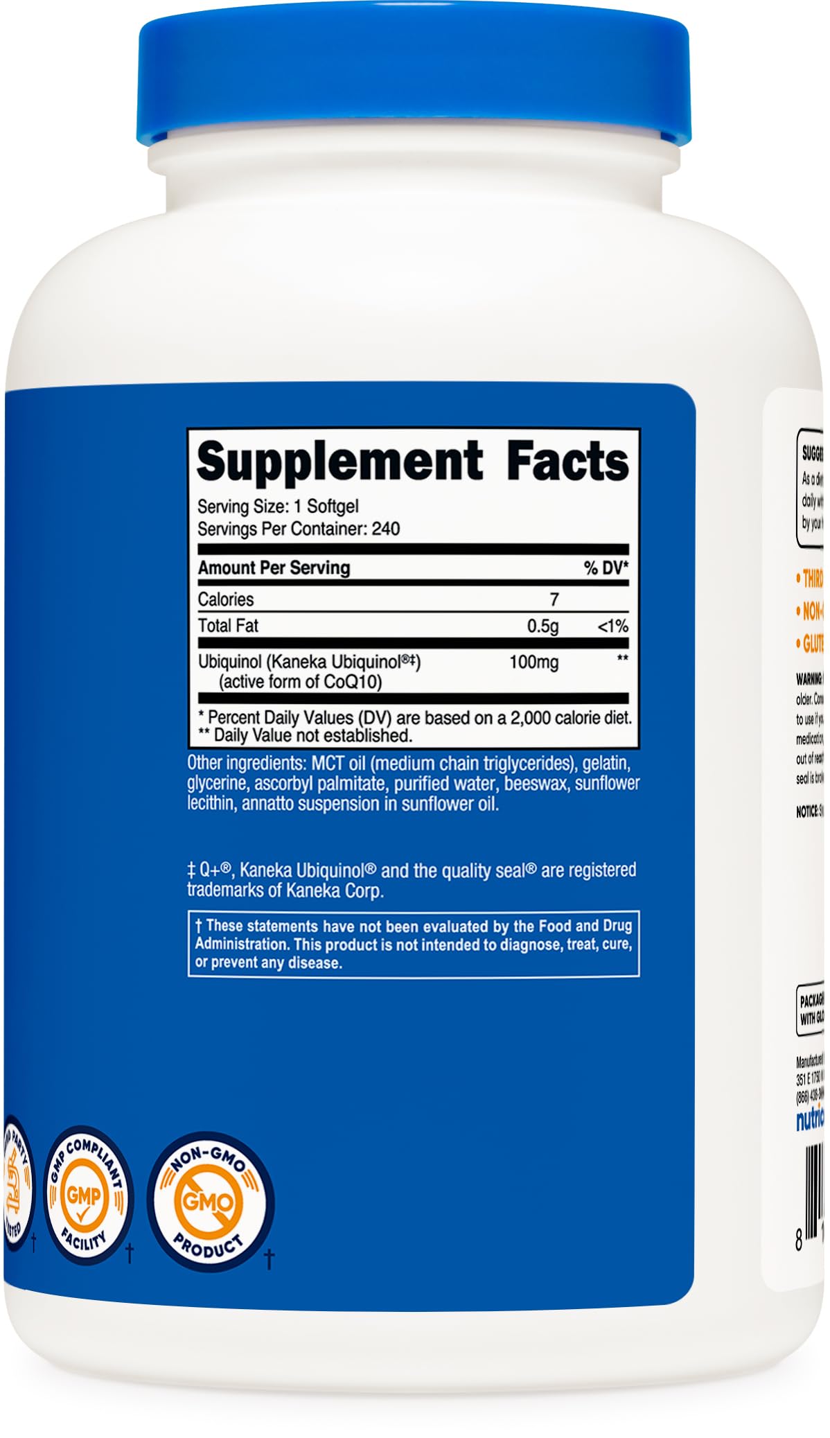 Foto 6 pulgar | Suplemento Nutricost, Cápsulas Blandas De Ubiquinol, 100 Mg, 240 Cápsulas Blandas - Venta Internacional.