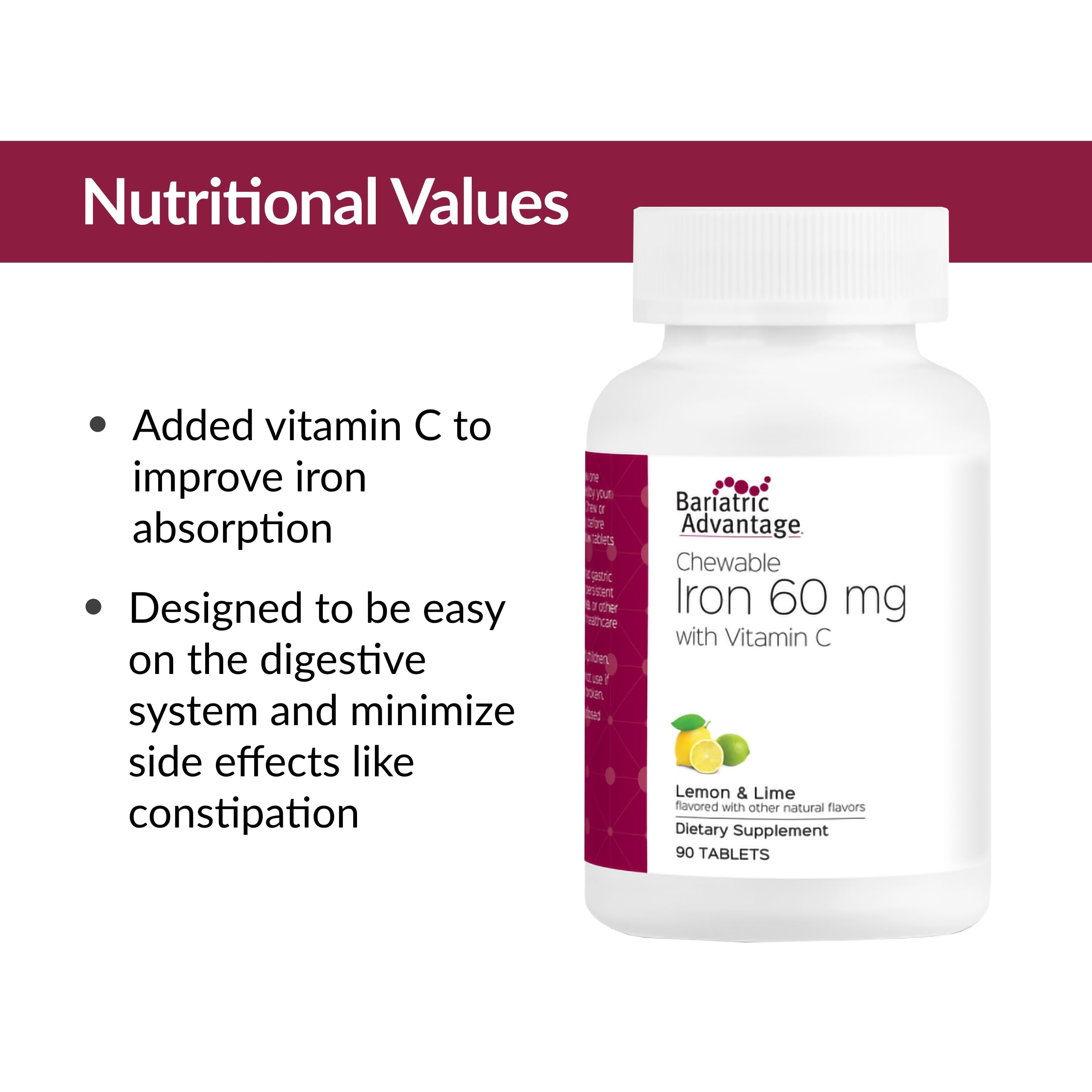 Foto 6 pulgar | Suplemento De Hierro Masticable Bariatric Advantage De 60 Mg Con Vitamina C - Venta Internacional.