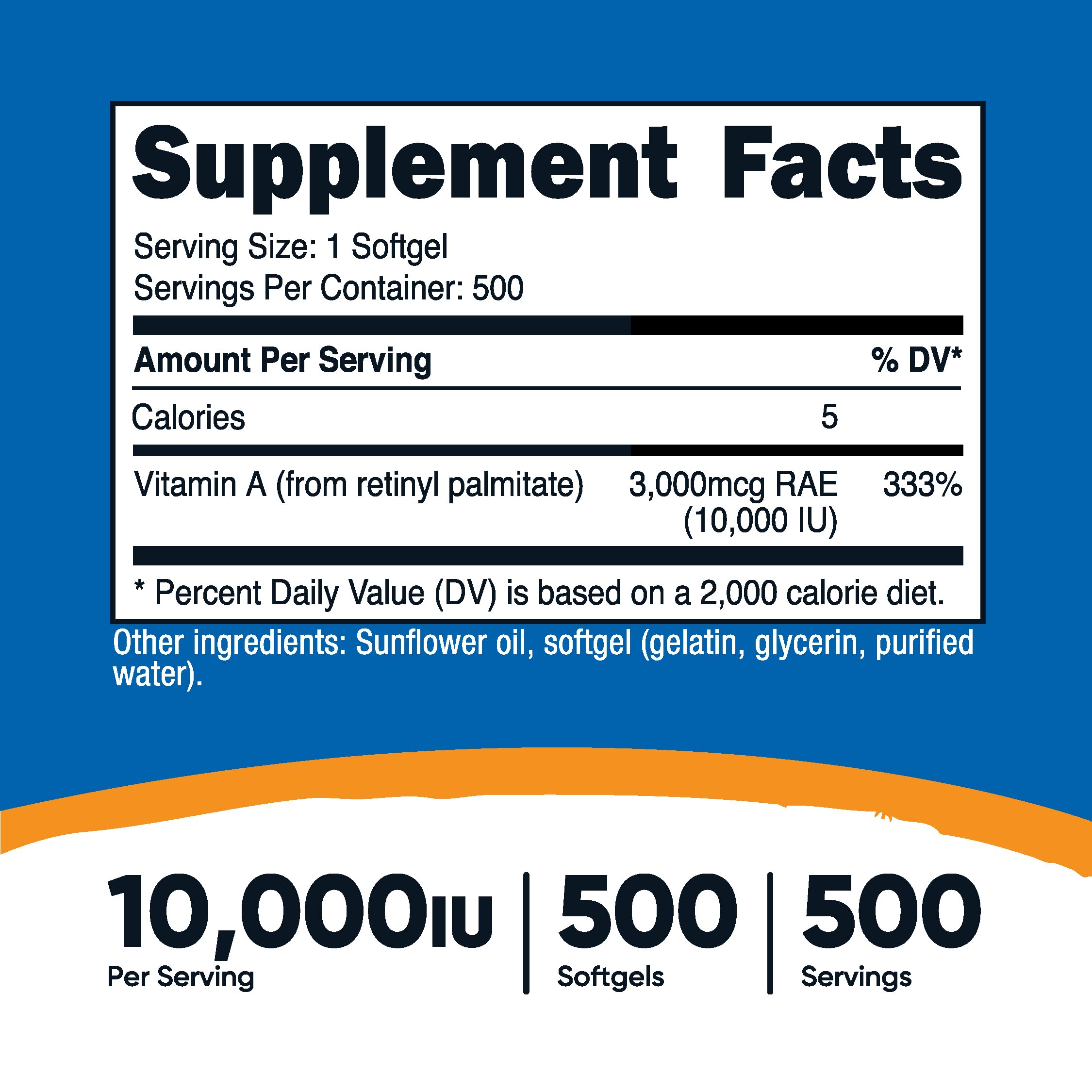 Foto 3 pulgar | Suplemento Nutricost De Vitamina A, 10 000 Ui, 500 Cápsulas De Gelatina Blanda - Venta Internacional.
