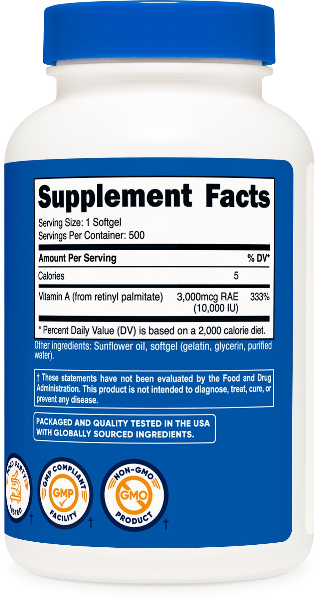 Foto 5 | Suplemento Nutricost De Vitamina A, 10 000 Ui, 500 Cápsulas De Gelatina Blanda - Venta Internacional.