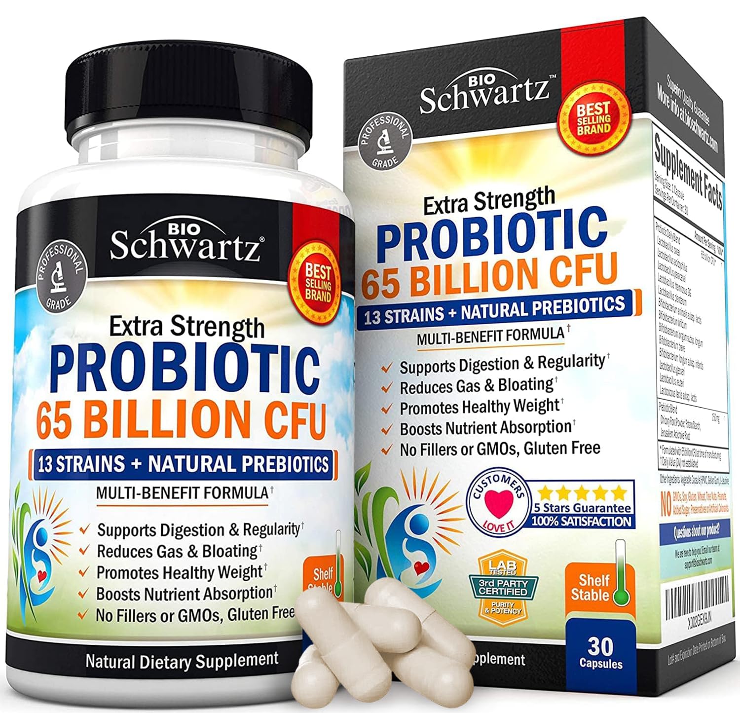 Suplemento Probiótico Bioschwartz 65 Mil Millones De Cfu 30 Cápsulas - Venta Internacional.