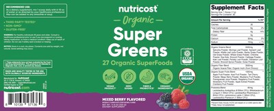 Foto 6 | Super Greens Powder Nutricost Organic Mixed Berry 30 Porciones - Venta Internacional.