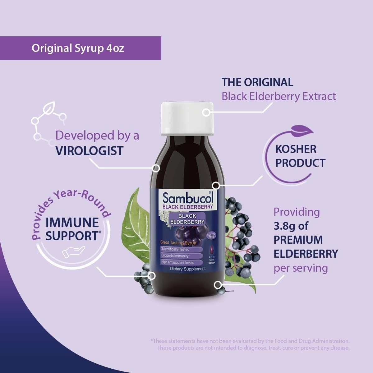 Foto 4 pulgar | Sirope De Sambucol, Extracto De Saúco Negro, 120 Ml, 6 Unidades - Venta Internacional.