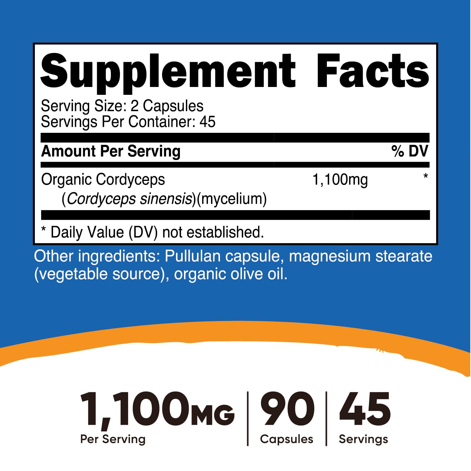 Foto 3 pulgar | Suplemento Nutricost, Cápsulas De Hongos Cordyceps, 1100 Mg - Venta Internacional.