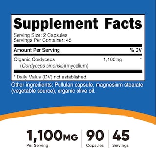 Foto 2 | Suplemento Nutricost, Cápsulas De Hongos Cordyceps, 1100 Mg - Venta Internacional.
