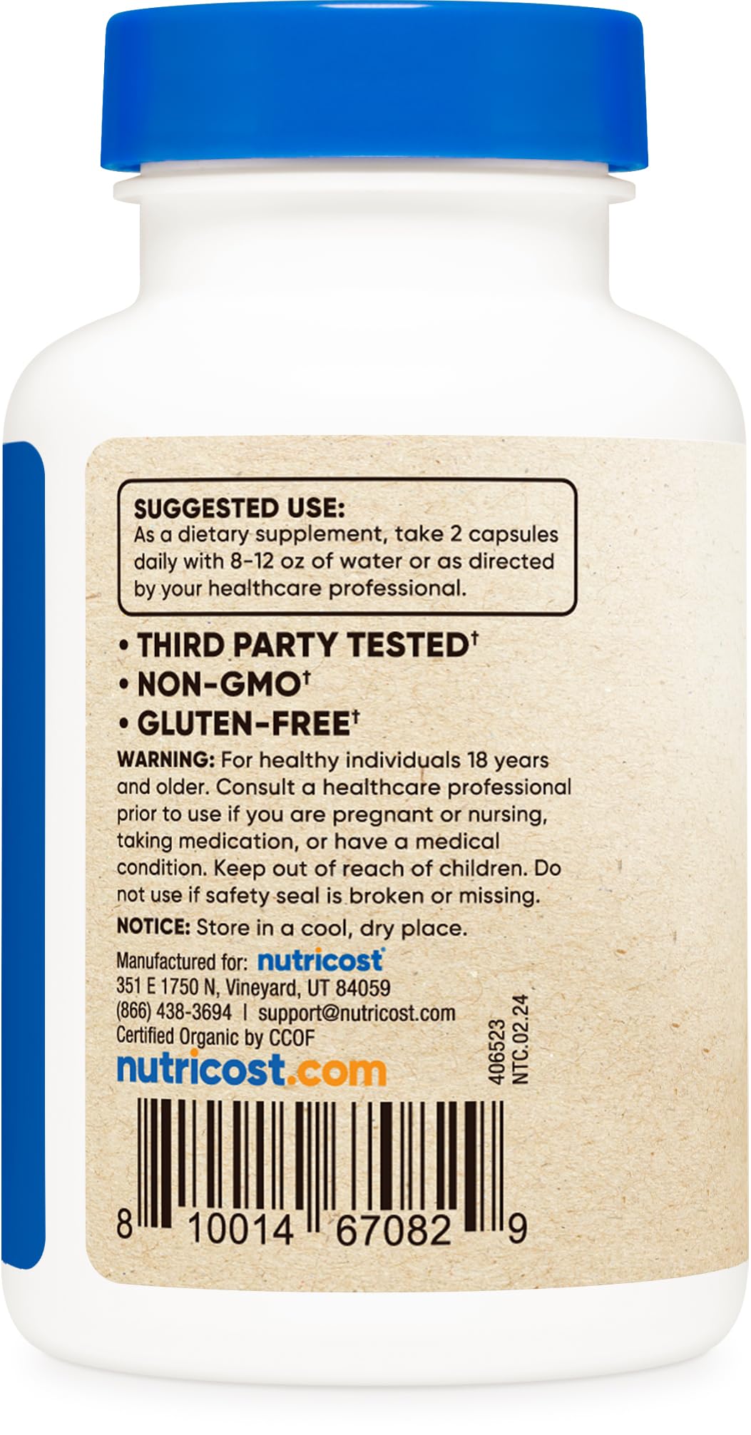 Foto 4 | Suplemento Nutricost, Cápsulas De Hongos Cordyceps, 1100 Mg - Venta Internacional.