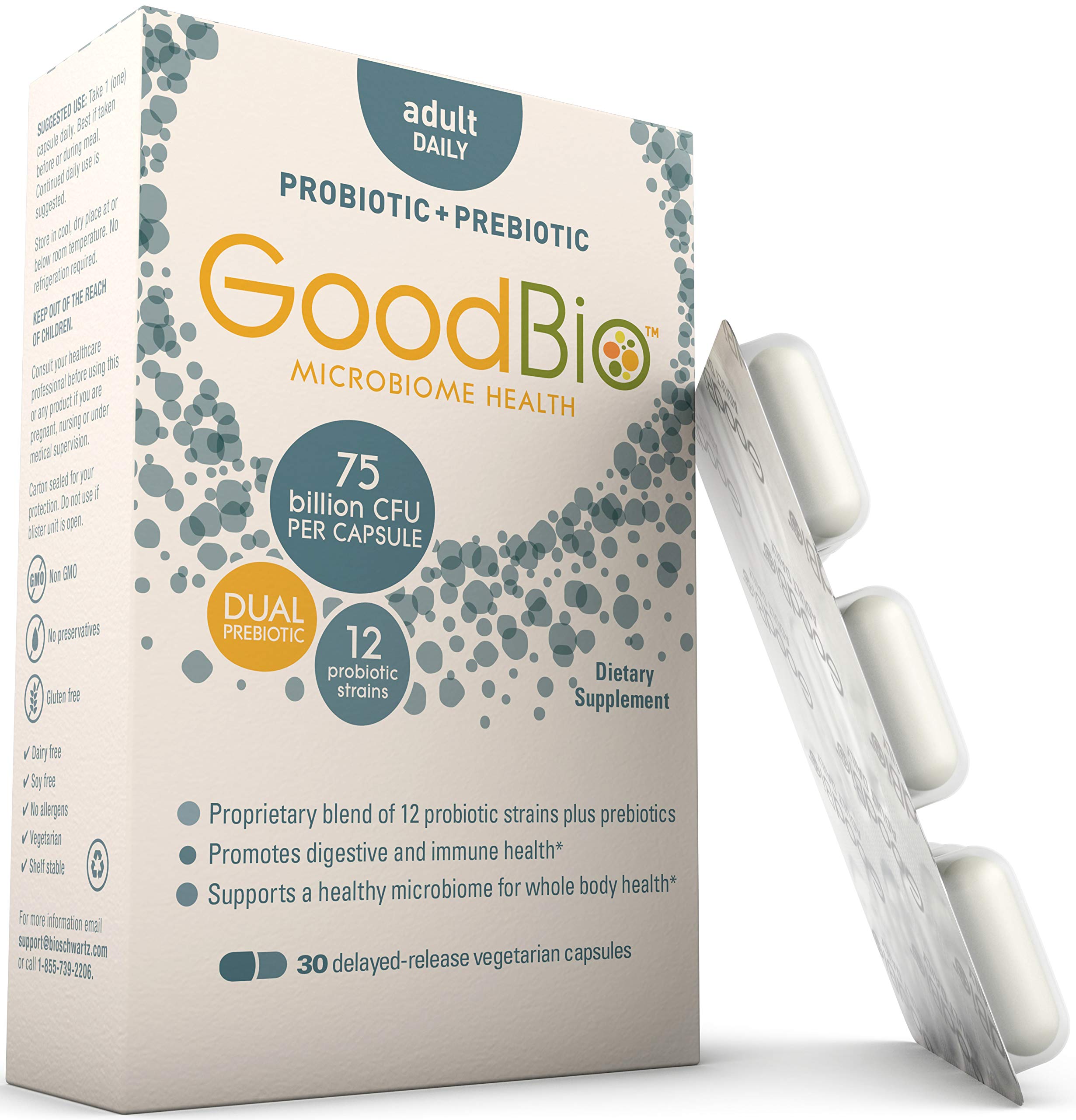 Foto 2 pulgar | Suplemento Bioschwartz Prebiotics Probiotics 75 B Cfu 30 Cápsulas - Venta Internacional.