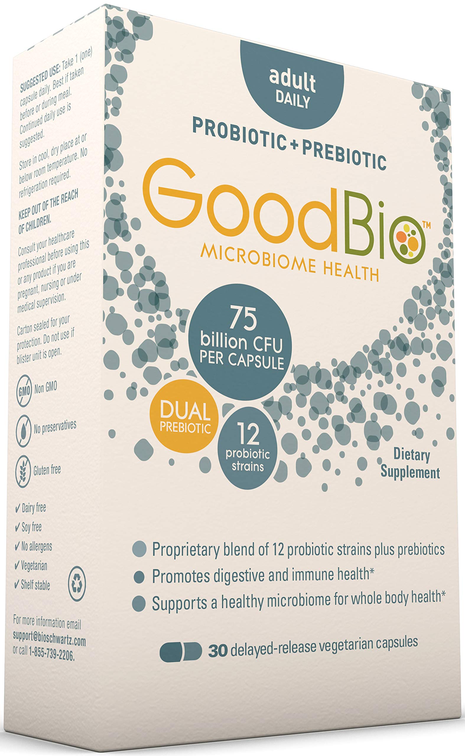 Foto 4 pulgar | Suplemento Bioschwartz Prebiotics Probiotics 75 B Cfu 30 Cápsulas - Venta Internacional.