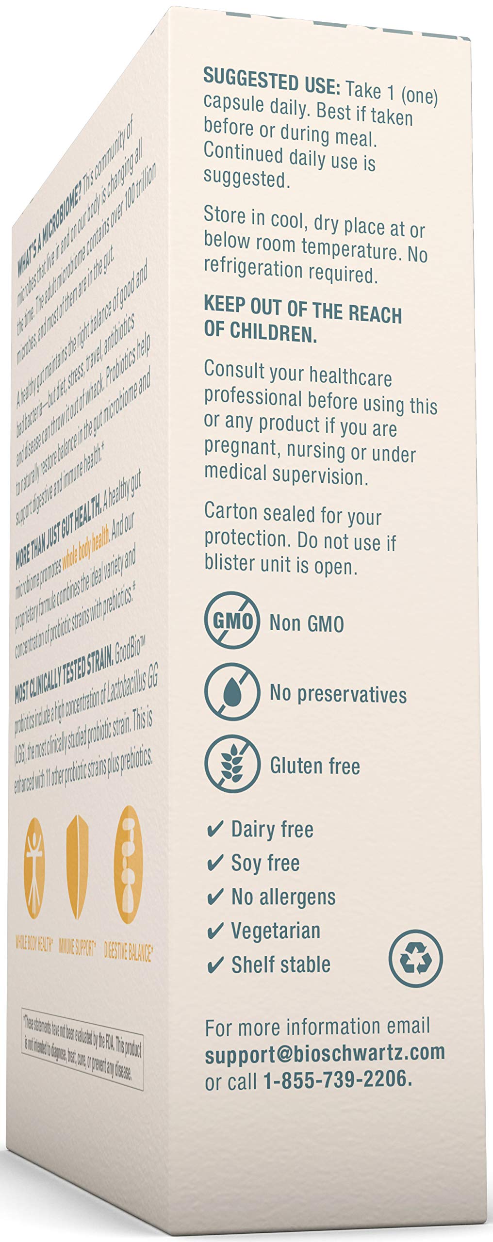Foto 6 pulgar | Suplemento Bioschwartz Prebiotics Probiotics 75 B Cfu 30 Cápsulas - Venta Internacional.